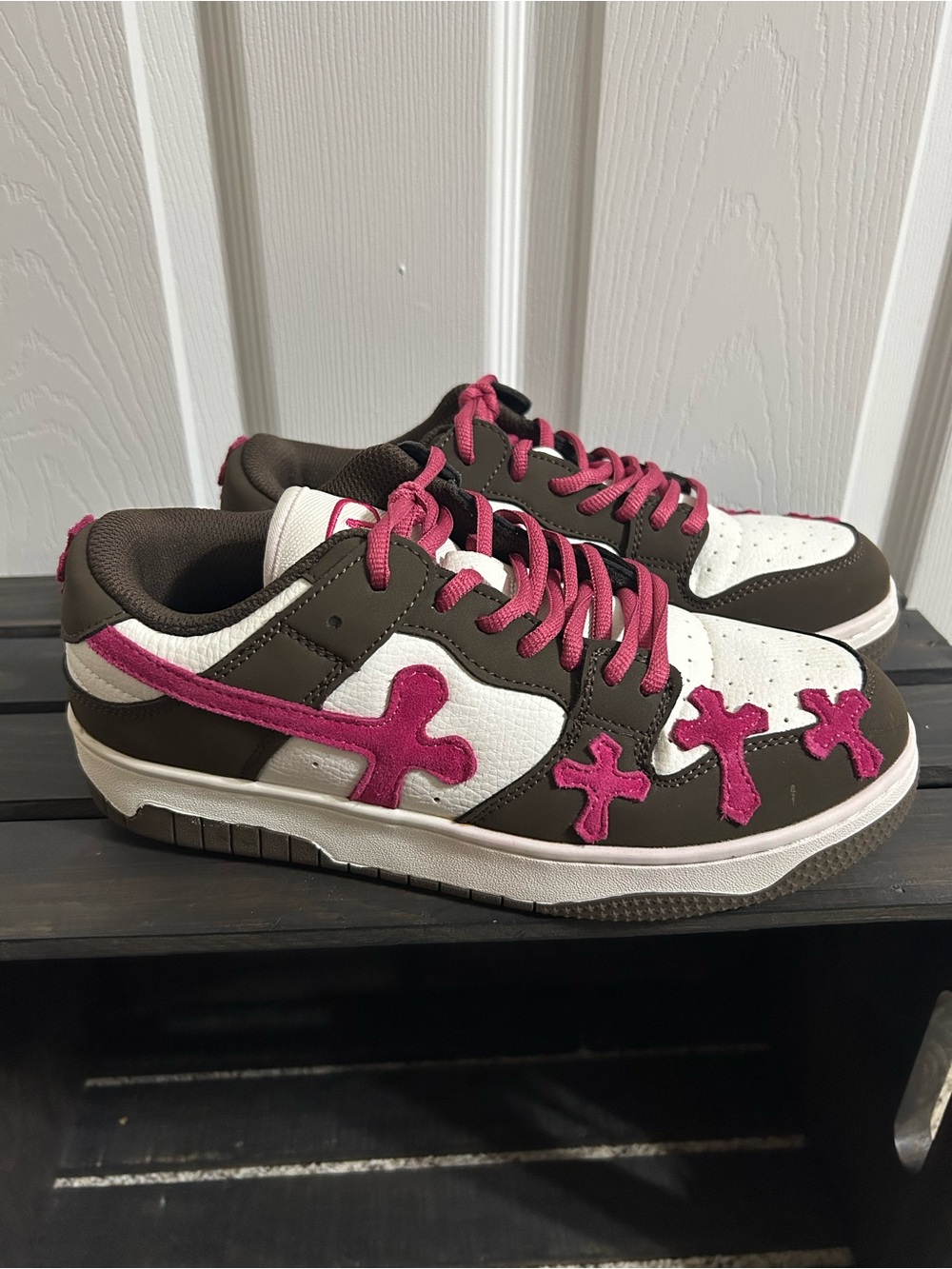 Supermade NWOB Pink & Brown Retro Y2K Splicing Skateboard Series Sneakers Sz 7